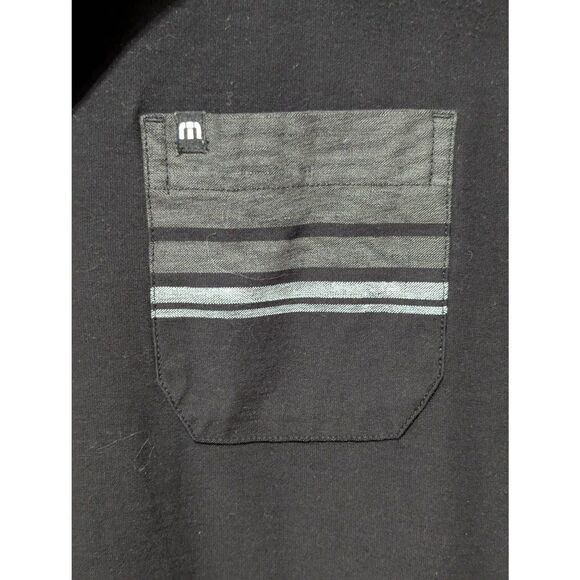 Travis Mathews Men's Black & Gray Pocket Solid Short-Sleeve Golf Polo Shirt Size - Picture 4 of 7